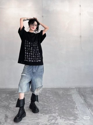 Black Graphic Print Oversized T-Shirt - Zodiac Design view 3