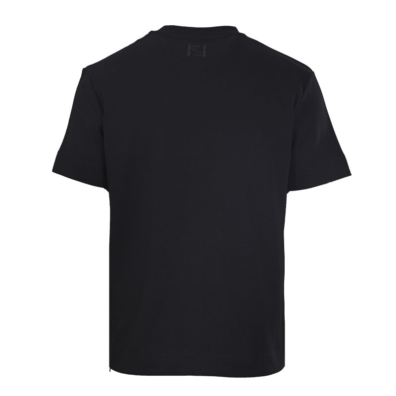 Black Short Sleeve T-Shirt with Yellow Embroidered Pocket Detail view