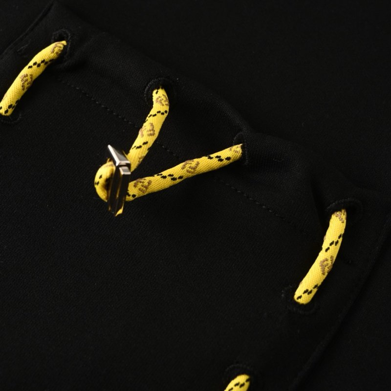 Black Short Sleeve T-Shirt with Yellow Embroidered Pocket Detail view