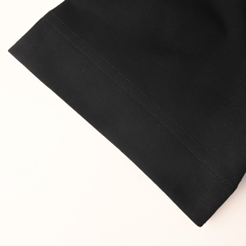 Black Short Sleeve T-Shirt with Yellow Embroidered Pocket Detail view