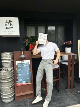 Grey Pinstripe Tapered Chino Pants view 3