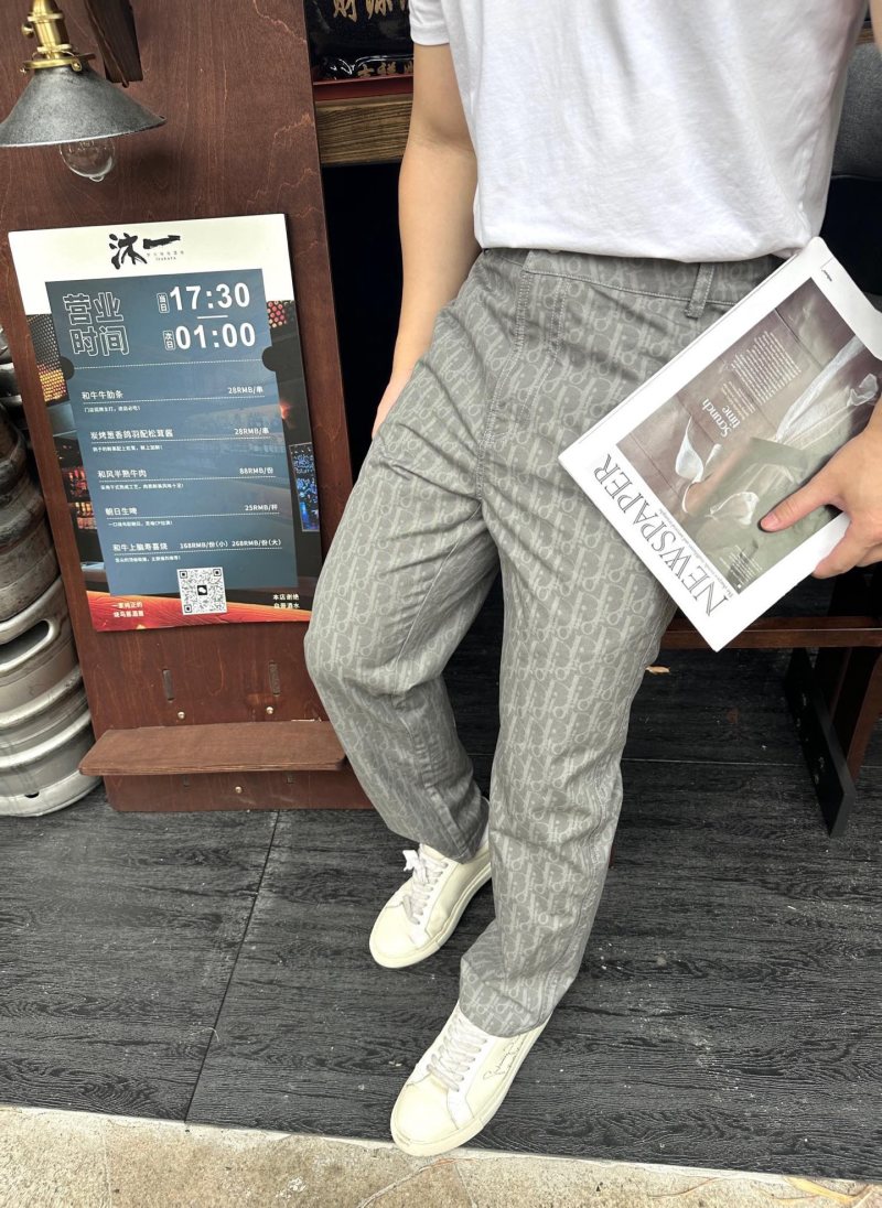 Grey Pinstripe Tapered Chino Pants