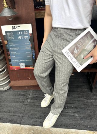Grey Pinstripe Tapered Chino Pants view 4