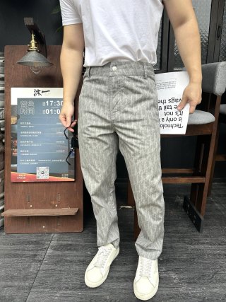 Grey Pinstripe Tapered Chino Pants view 5