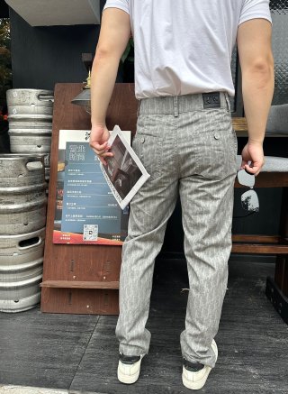Grey Pinstripe Tapered Chino Pants view 6
