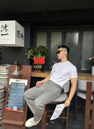 Grey Pinstripe Tapered Chino Pants view 7