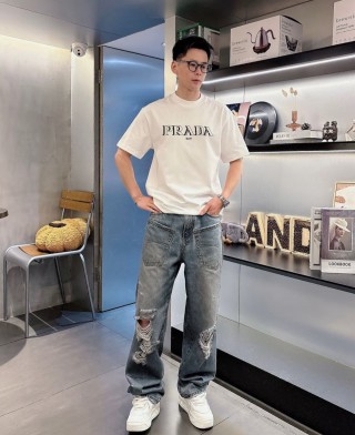 Prada Sport Logo Cream T-Shirt