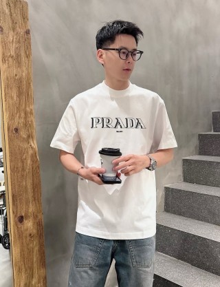 Prada Sport Logo Cream T-Shirt view 3