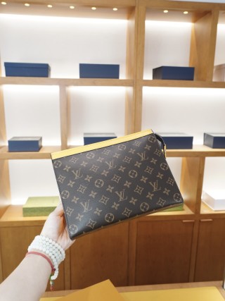 Louis Vuitton Monogram Clutch Bag Navy Blue view 2