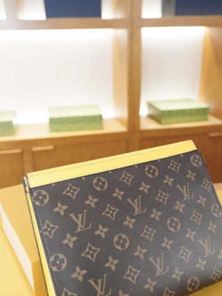Louis Vuitton Monogram Clutch Bag Navy Blue view 3