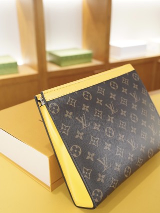Louis Vuitton Monogram Clutch Bag Navy Blue view 5