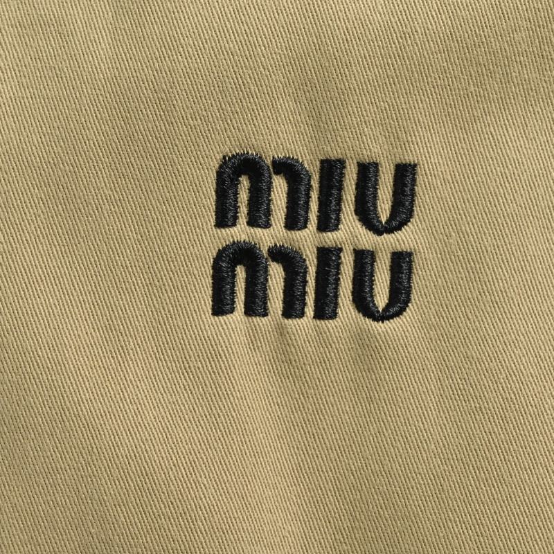 Miu Miu MM Embroidered Overshirt Jacket – Beige view