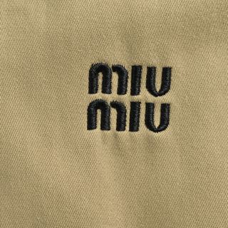 Miu Miu MM Embroidered Overshirt Jacket – Beige view 7