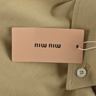 Miu Miu MM Embroidered Overshirt Jacket – Beige view 9