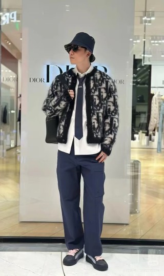 Dior Monogram Wool Blend Cardigan Black & Cream