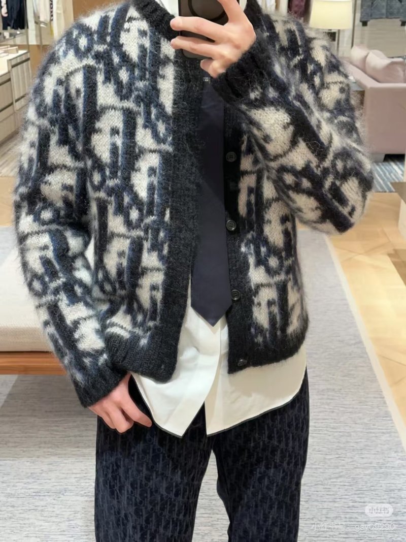 Dior Monogram Wool Blend Cardigan Black & Cream view