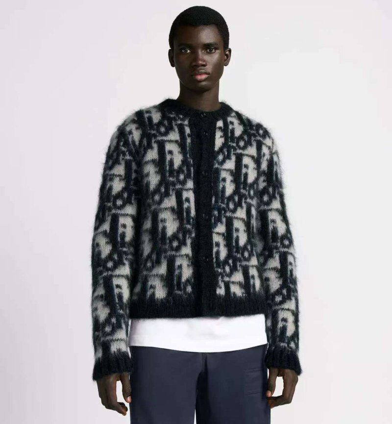 Dior Monogram Wool Blend Cardigan Black & Cream view