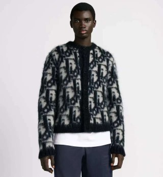 Dior Monogram Wool Blend Cardigan Black & Cream view 12