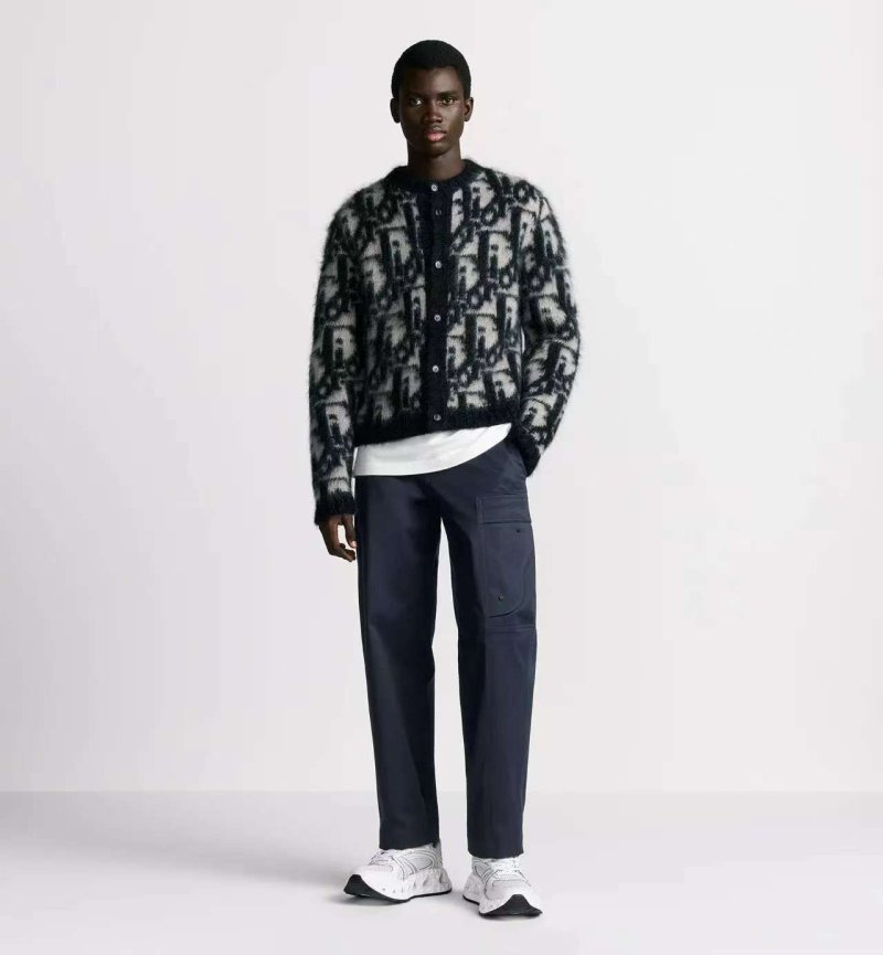 Dior Monogram Wool Blend Cardigan Black & Cream view