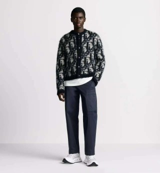 Dior Monogram Wool Blend Cardigan Black & Cream view 13