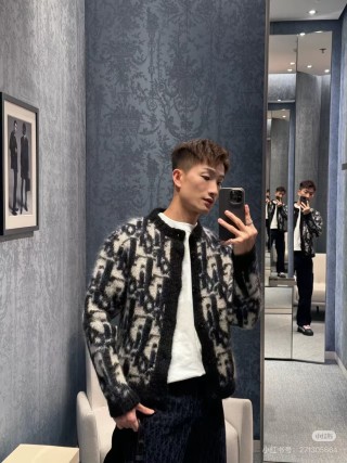 Dior Monogram Wool Blend Cardigan Black & Cream view 3