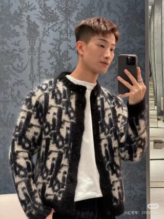 Dior Monogram Wool Blend Cardigan Black & Cream view 4