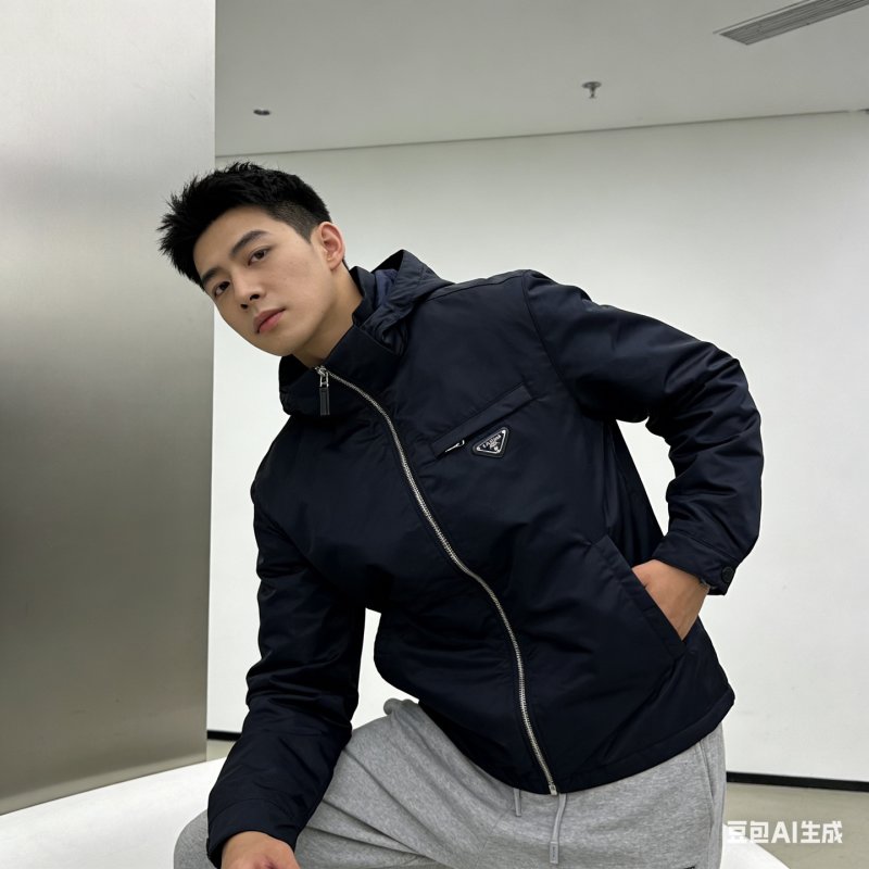 Prada Black Nylon Hooded Puffer Jacket