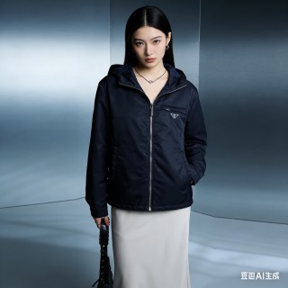 Prada Black Nylon Hooded Puffer Jacket view 8