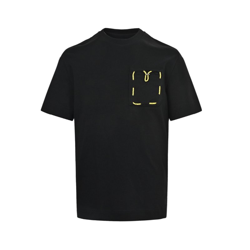 Black Short Sleeve T-Shirt with Gold Embroidered Pocket view