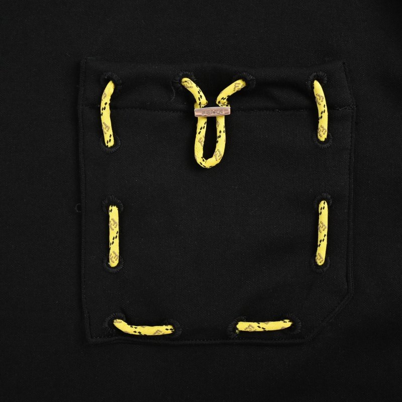 Black Short Sleeve T-Shirt with Gold Embroidered Pocket view