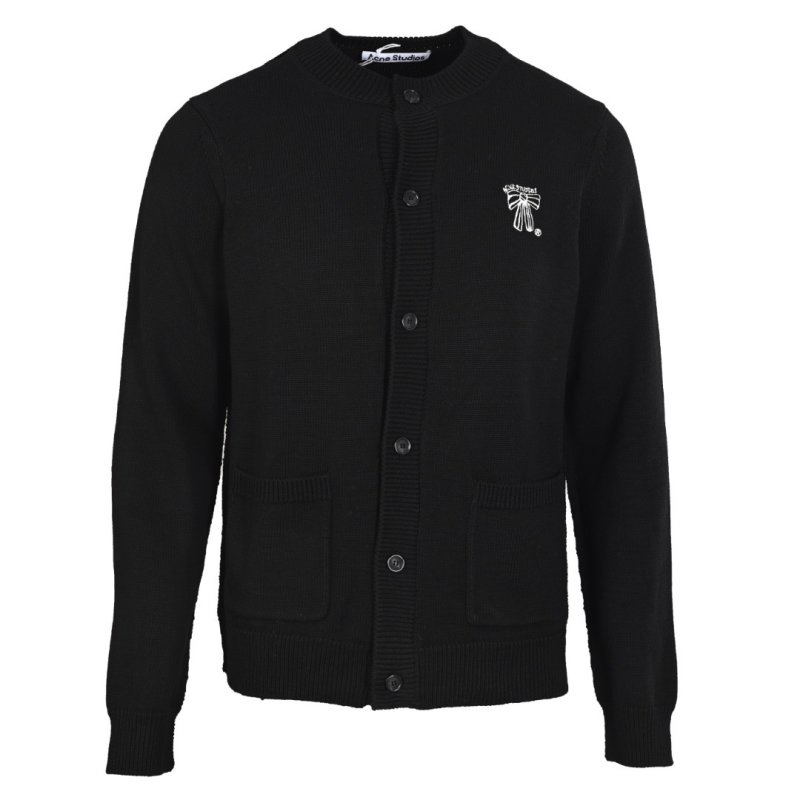 Black Knit Cardigan with Embroidered Logo view