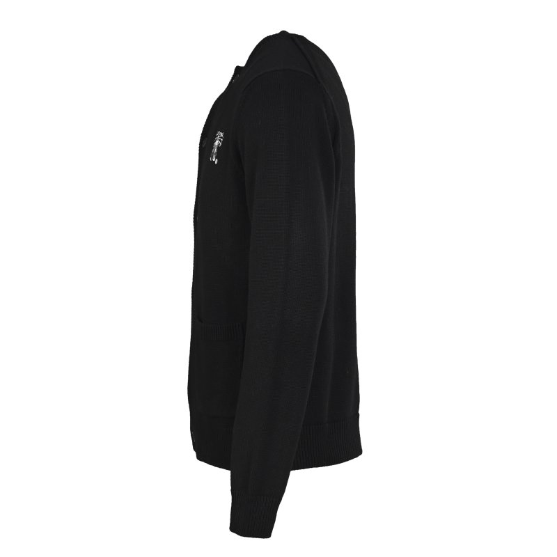 Black Knit Cardigan with Embroidered Logo view