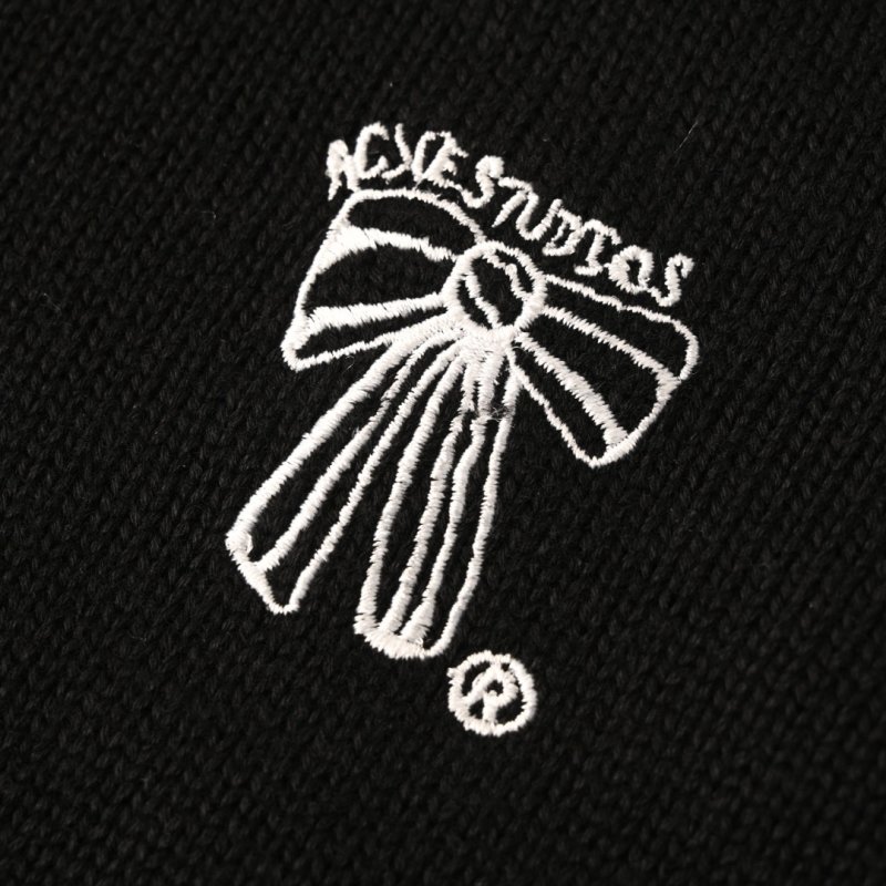 Black Knit Cardigan with Embroidered Logo view