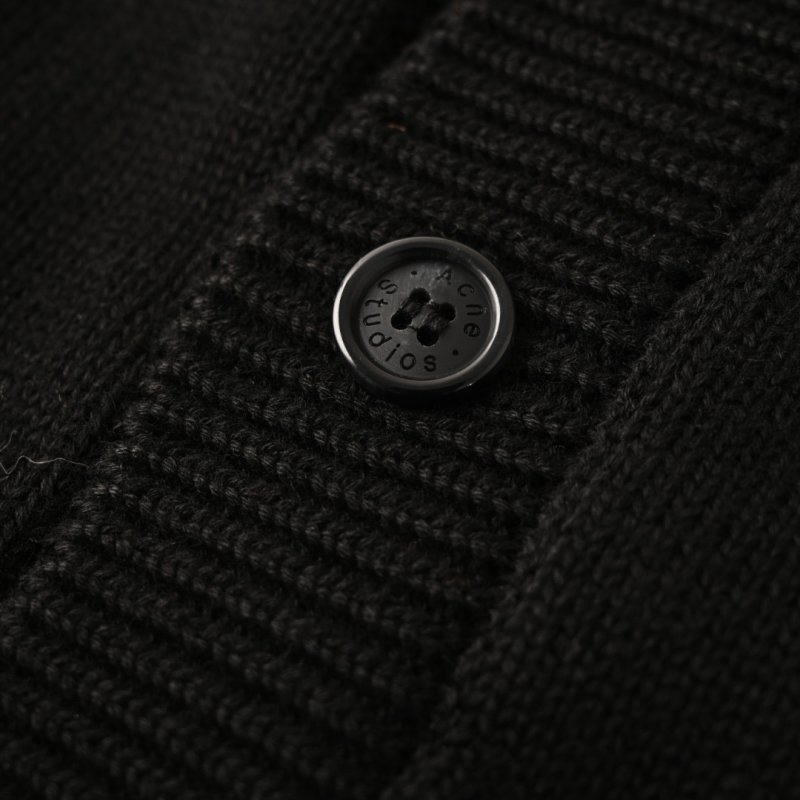 Black Knit Cardigan with Embroidered Logo view