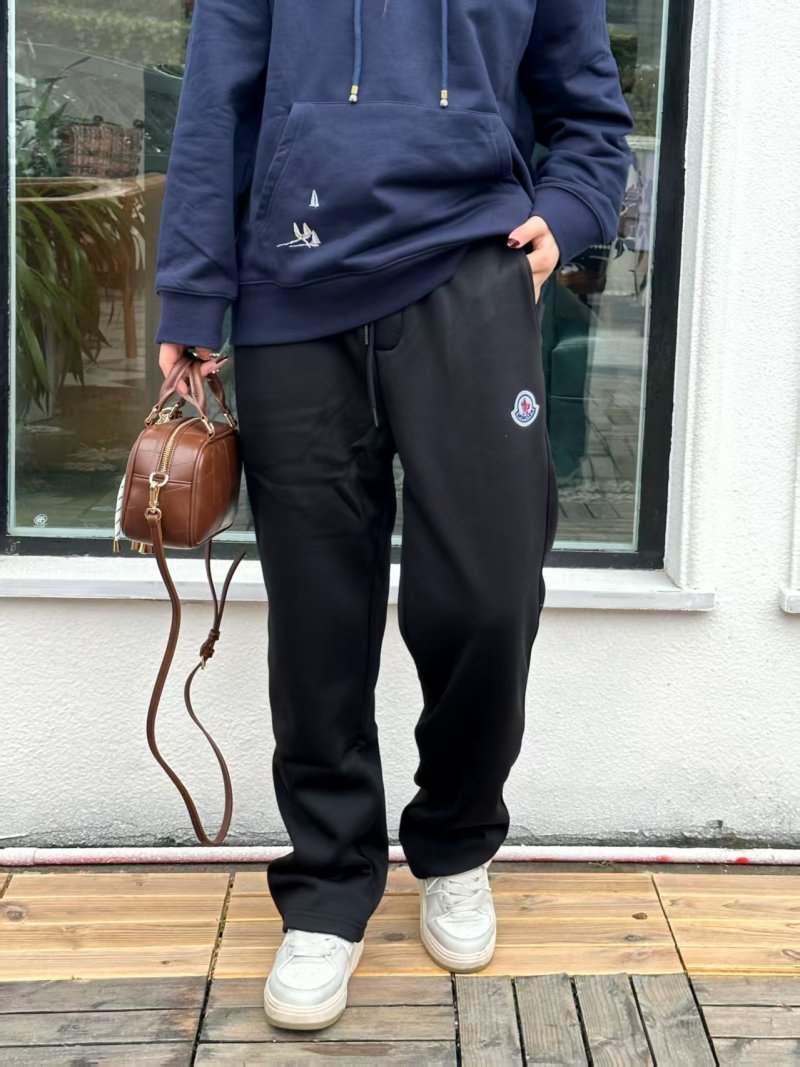 Moncler Black Jogger Pants with Logo Patch