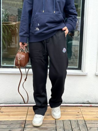 Moncler Black Jogger Pants with Logo Patch