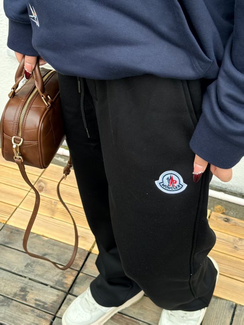 Moncler Black Jogger Pants with Logo Patch view