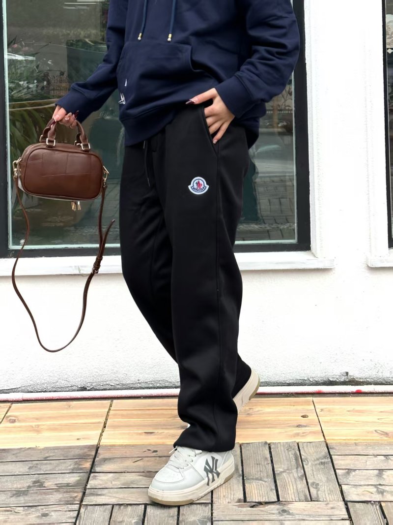 Moncler Black Jogger Pants with Logo Patch view