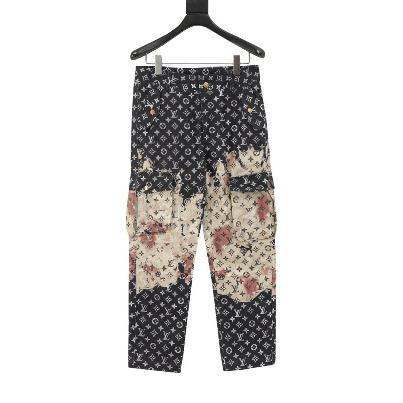 Black & White Monogram Print Straight Pants view