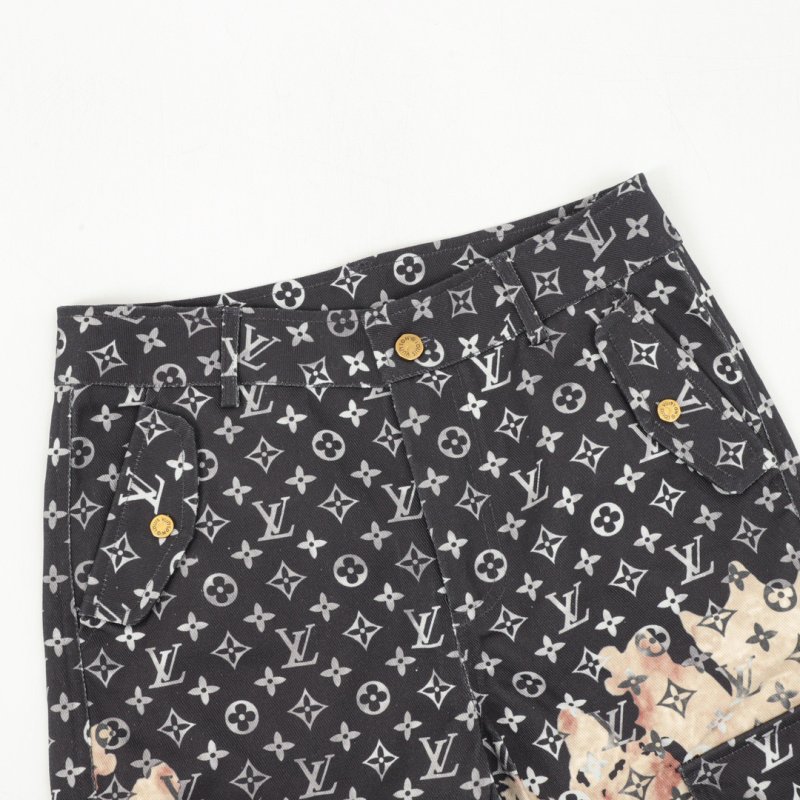 Black & White Monogram Print Straight Pants view