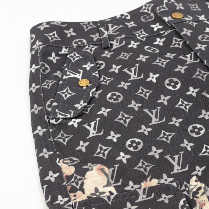 Black & White Monogram Print Straight Pants view