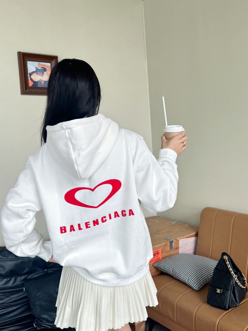Balenciaga Heart Logo White Hoodie