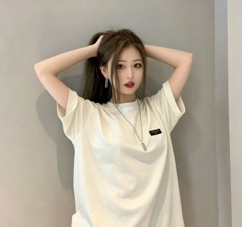 Cream Oversized Short Sleeve T-Shirt with Chest Badge