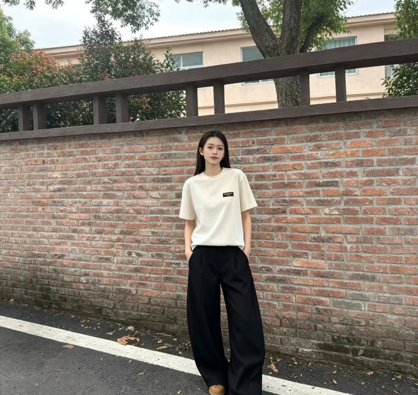 Cream Oversized Short Sleeve T-Shirt with Chest Badge view