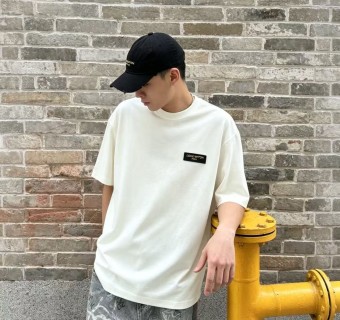 Cream Oversized Short Sleeve T-Shirt with Chest Badge view 4