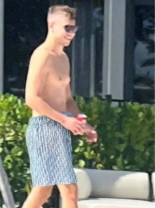 Blue Textured Swim Shorts