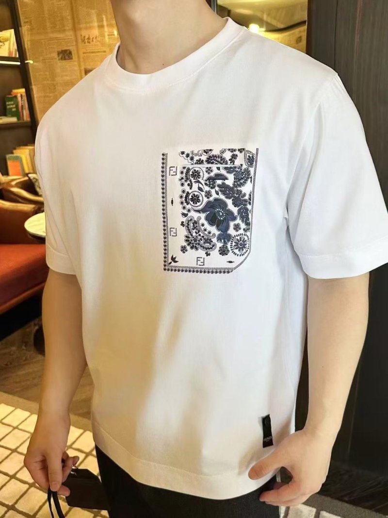 Fendi White Monogram Pocket T-Shirt