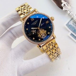 Longines Master Collection Blue Dial Gold Skeleton Watch