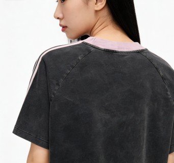 Balenciaga Black & Pink Striped Sleeve T-Shirt view 2