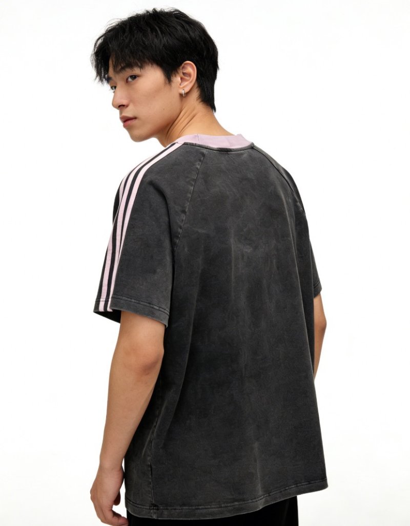 Balenciaga Black & Pink Striped Sleeve T-Shirt view